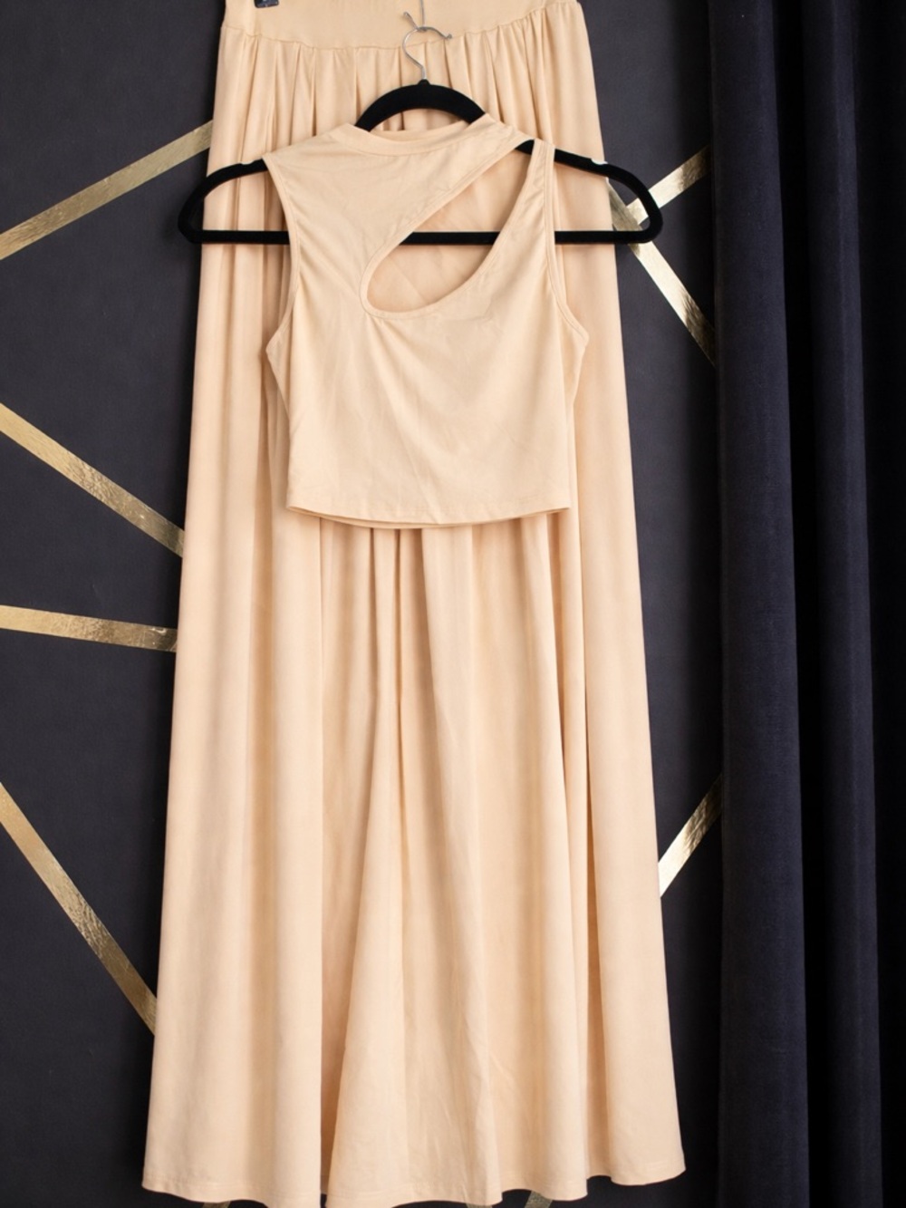 Peach Two-Piece Maxi Skirt & Crop Tank Set
